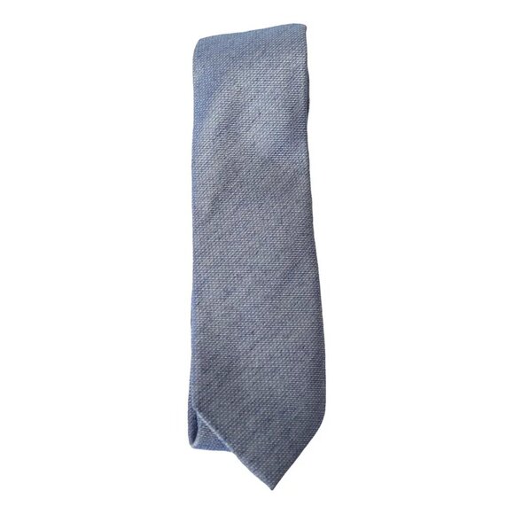 ORIGINAL PENGUIN Blue Solid Silk Blend Woven Skinny Tie - Picture 1 of 4
